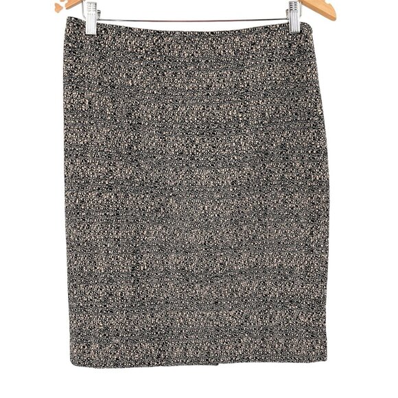 ST. JOHN Women's Metallic Black Gold Tweed Pencil Skirt US 8 - Picture 1 of 6